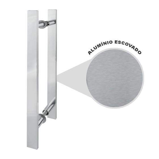 Imagem de Puxador Duplo Alumínio Escovado 30 cm Porta Pivotante, Madeira, Vidro Cód. 6130-1
