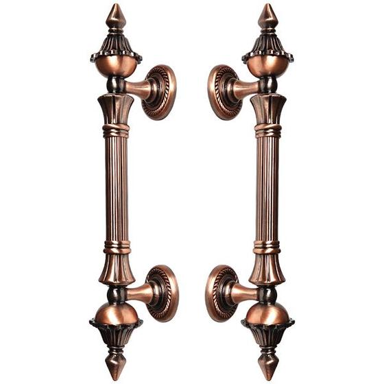 Imagem de Puxador Duplo Classic 260mm Cobre Antigo Porta Pivotante Correr Passagem Madeira Vidro Colonial Clássico Rústico - Máxima Metais