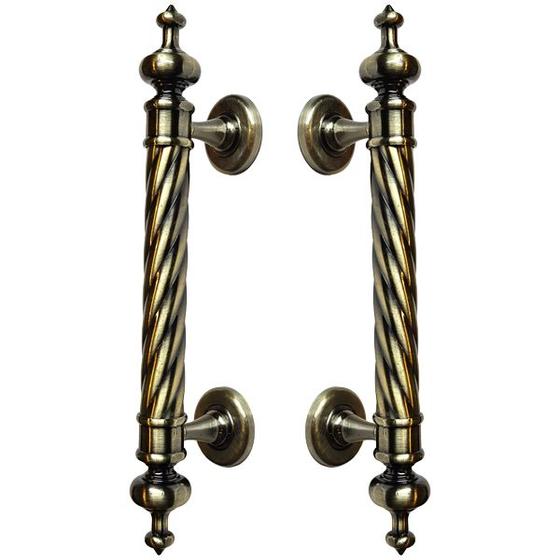 Imagem de Puxador Duplo Napoli 305mm Bronze Antigo Porta Pivotante Correr Passagem Madeira Vidro Colonial Clássico Rústico  Máxima Metais