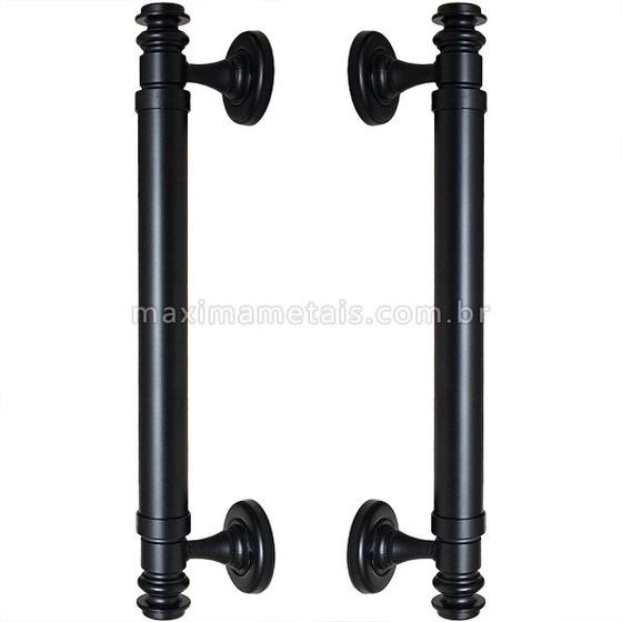 Imagem de Puxador Duplo Porta Pivotante Correr Rústico Davinci 300mm  Preto Fosco