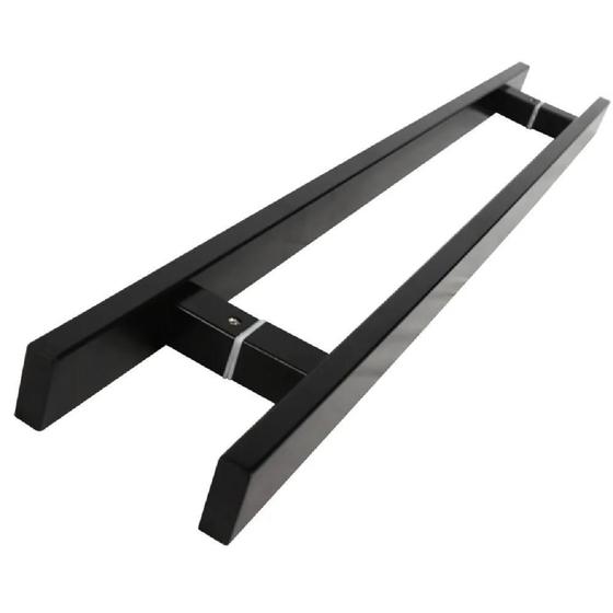 Imagem de Puxador Inox Duplo Para Porta - Barra Chata Preto - 60 Cm