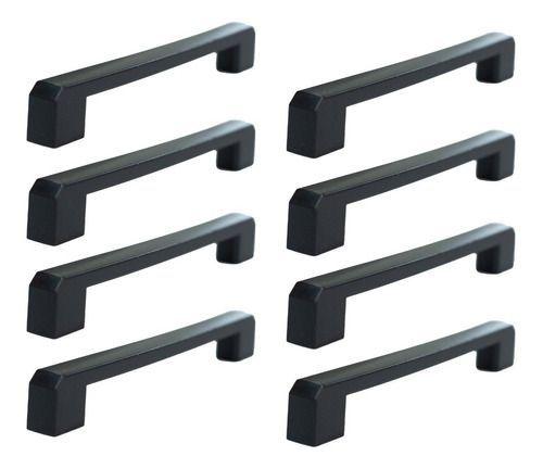 Imagem de Puxador para gavetas e portas de amário de cozinha ou guarda-roupa preto 8 peças