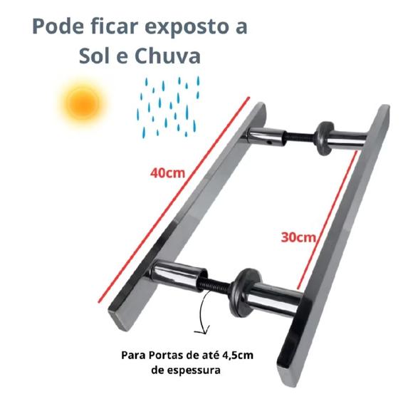 Imagem de Puxador Para Porta Vidro ou Madeira ou Pivotante Barra Chata 40cm