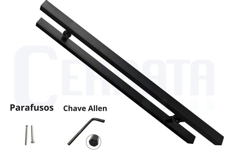 Imagem de Puxador Porta Inox Preto Quadrado 100cm X 80cm E. Furos