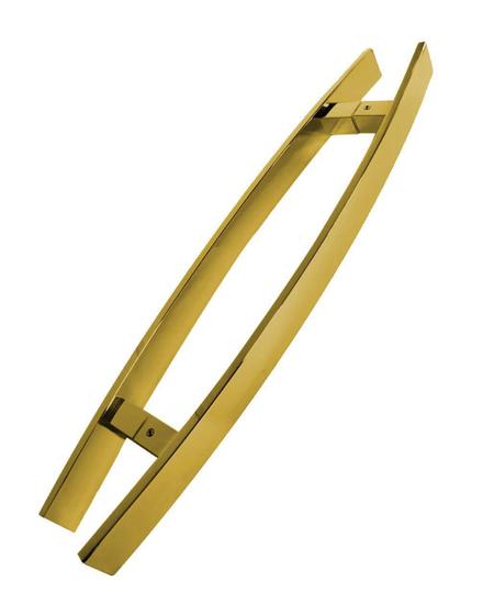 Imagem de Puxador Porta Pivotante Inox Dourado Curvo Italy - 40 Cm