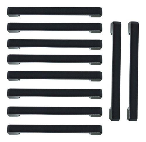 Imagem de Puxador preto para porta de guarda roupa 25,6cm entre furos 10 peças