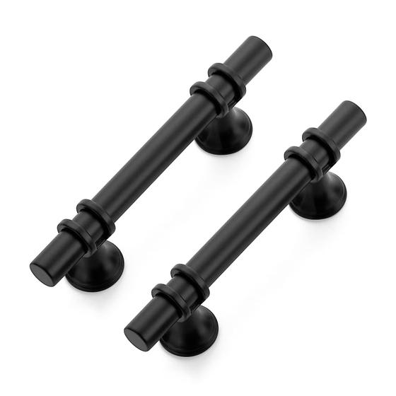 Imagem de Puxadores de Gabinete Ravinte - Pacote com 25 Unidades em Aço Inoxidável Preto Fosco (12cm)