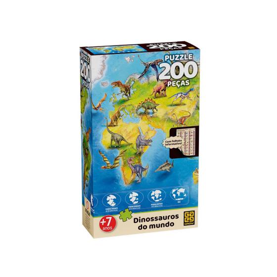 Imagem de Puzzle 200 peças Dinossauros do Mundo - Grow