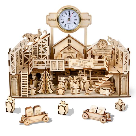 Imagem de Puzzle 3D de Madeira: Oficina do Papai Noel - Brinquedo Educativo para Crianças