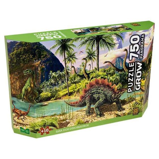 Imagem de Puzzle 750 Peças Panorama Ilha Dos Dinossauros Grow