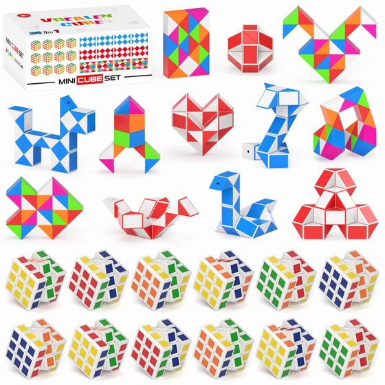 Imagem de Puzzle Cube Vdealen Mini Cube & Fidget Snake, pacote com 24 unidades para crianças