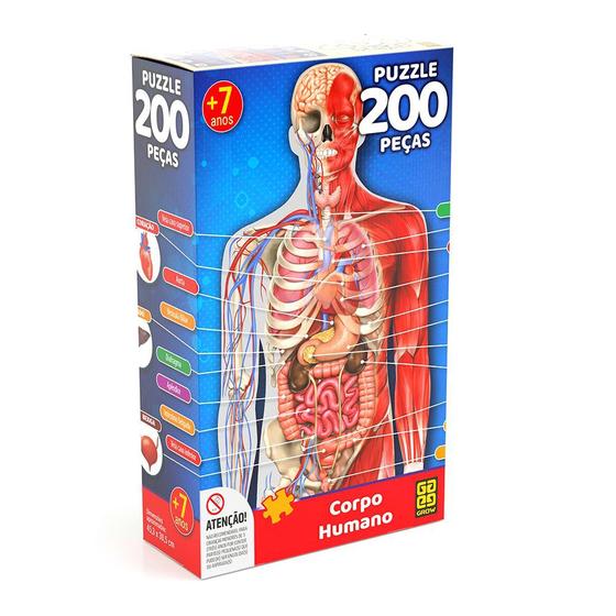 Imagem de Puzzle Didático 200 Peças Corpo Humano - Grow