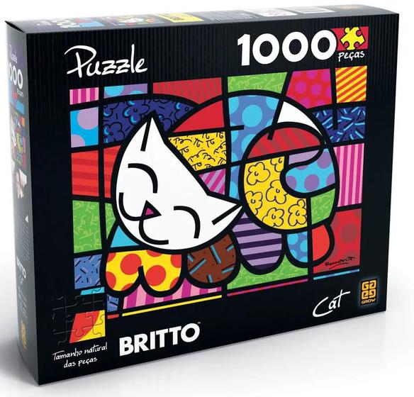Imagem de Puzzle Quebra Cabeça 1000 Peças Romero Brito Cat - 03264