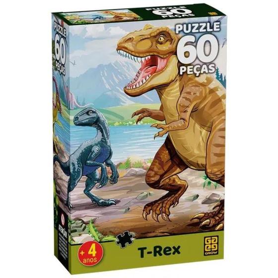 Imagem de Puzzle Quebra Cabeça Infantil T-Rex C/ 60 Peças 04430 Grow