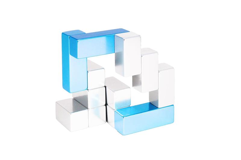 Imagem de Puzzle Toy PLAYABLE ART Mini Metal Cube Silver-Blue