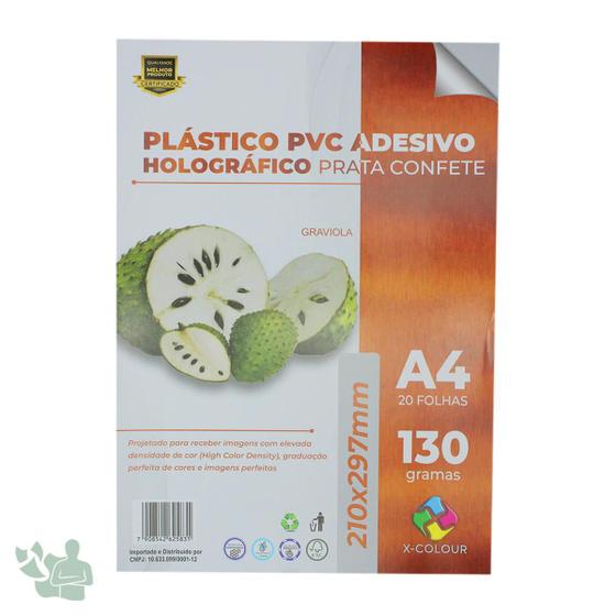 Imagem de Pvc Adesivo Holo. X-Colour Confete Prata 130G A4 100 Fls