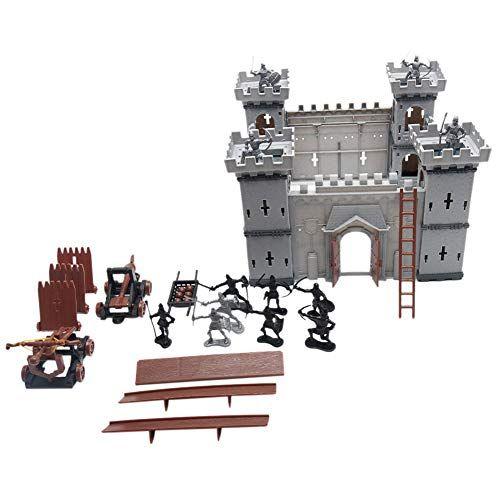 Imagem de PXRJE Cavaleiros do Castelo Medieval Action Figure Toy Army Playset com Castelo de Montar, Catapulta e Carruagem Puxada a Cavalo Grande Presente para Meninas e Meninos (A1)