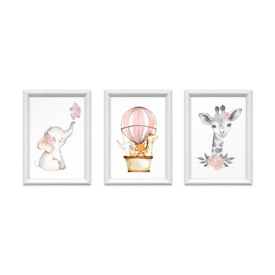 Imagem de QADR52-Kit 3 Quadros Decorativos Bichinhos com Balão 24x34cm