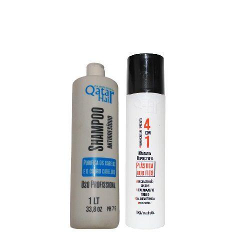 Qatar Hair Plástica dos Fios 4 em 1 2x1L Kit de Tratamento para