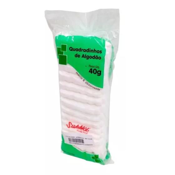 Imagem de Quadradinhos de Algodão Hidrófilo Não Estéril Sussex 40g