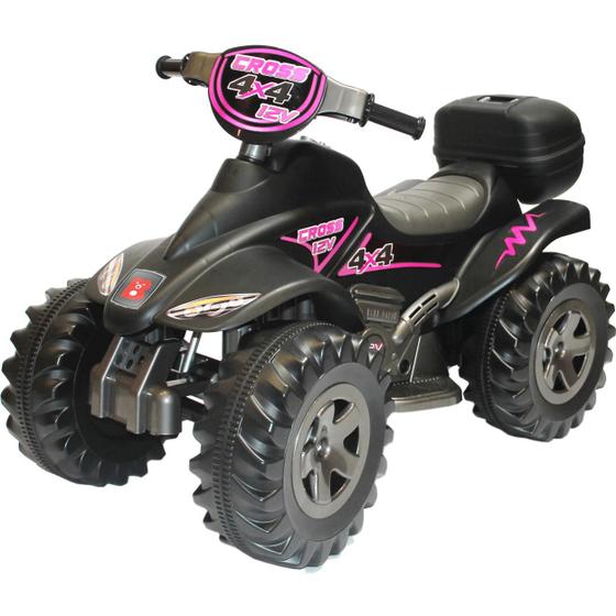 Imagem de Quadriciclo Eletrico Biemme Quatry Cross 12V Preto Rosa Girl