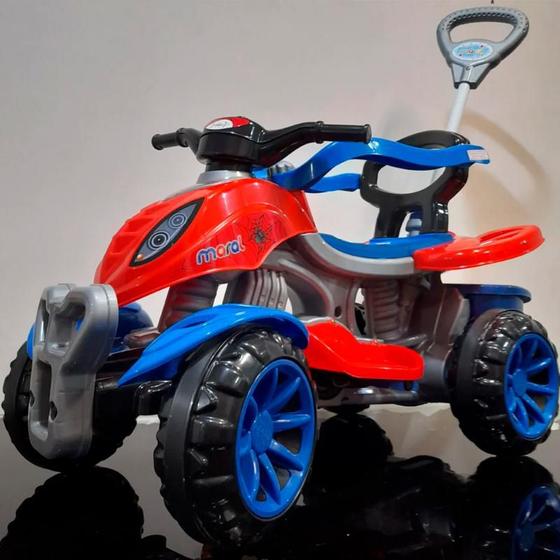Imagem de Quadriciclo Infantil Spider Com Haste Guia Brincar Resistente Coordenação Motora Spyder