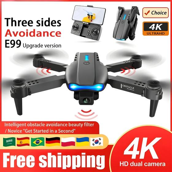 Quadricóptero Dobrável 4K HD E99 - Com Controle Remoto, Fixação de Altitude e Câmera de Vigilância Menor preço em Quadricóptero Dobrável 4K HD E99 - Com Controle Remoto, Fixação de Altitude e Câmera de Vigilância