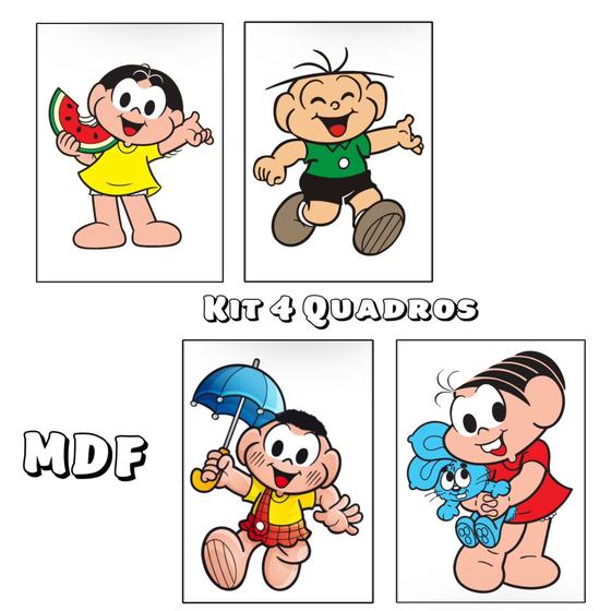 Imagem de Quadrinho Turma Da Mônica Jg 4 Peças Quarto Infantil