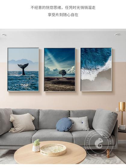 Imagem de Quadro 3 peças decoração baleia mar natureza ondas