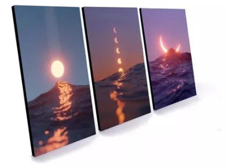Imagem de Quadro 3 Telas Fases Da Lua"