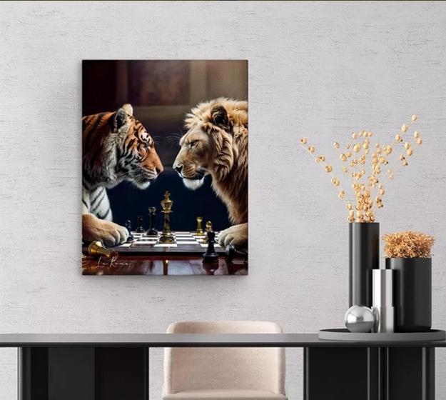 Imagem de quadro 30x40  leão x tigre"