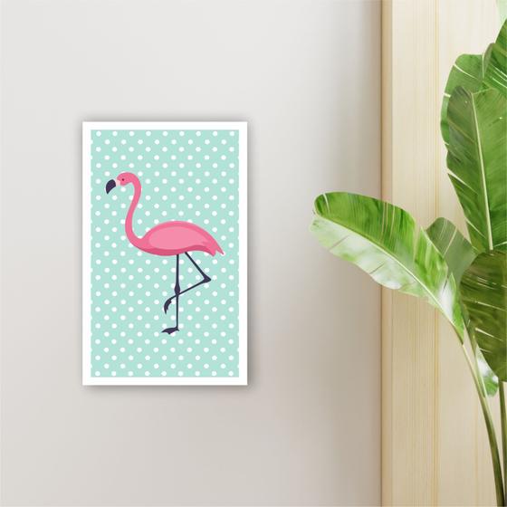 Imagem de Quadro 40x25cm Flamingo Rosa Fundo Verde Vidro