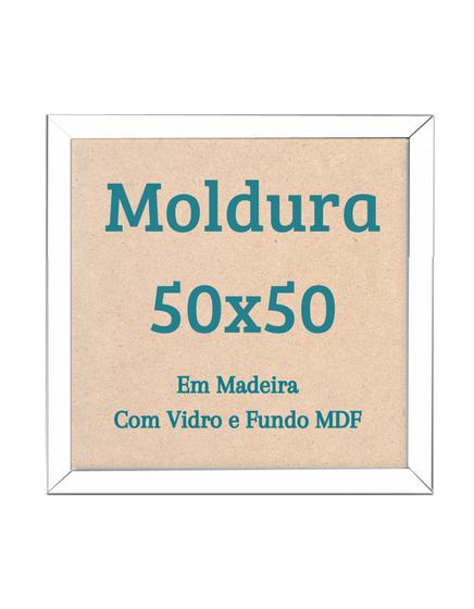 Imagem de Quadro 50x50 Moldura Decorativa Com Vidro Poster Canvas Foto