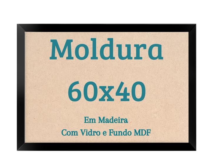 Imagem de Quadro 60x40 Com Vidro E Moldura Com Madeira Laqueada 40x60