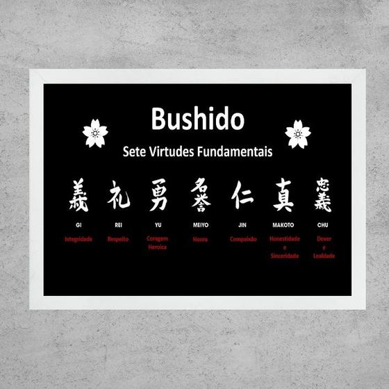 Imagem de Quadro 7 Virtudes Fundamentais - Bushido 24x18cm - com vidro