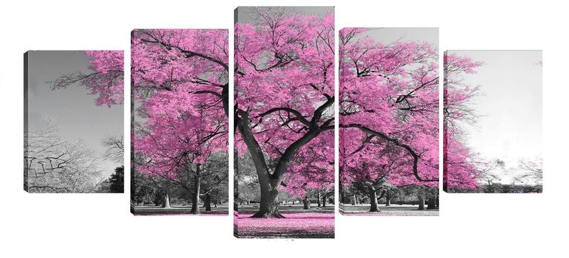 Imagem de Quadro 70x150cm em Impressão Digital  Árvore Cor de Rosa Atelier Valverde