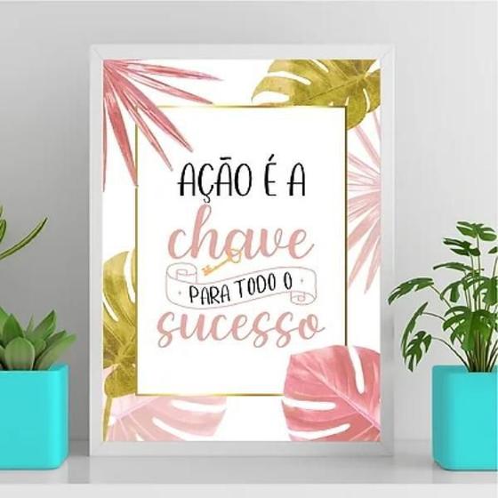 Imagem de Quadro A Ação É A Chave Para O Sucesso 45X34Cm - Com Vidro