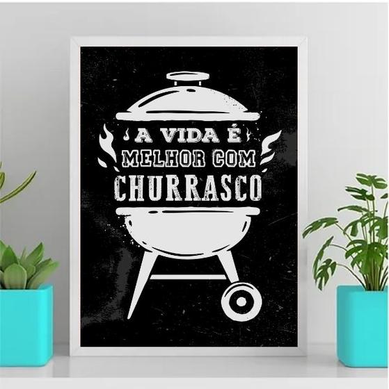 Imagem de Quadro A Vida É Melhor Com Churrasco 24x18cm - com vidro