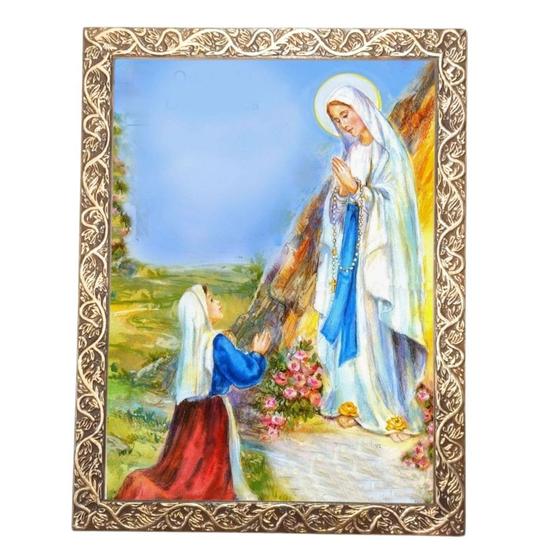 Imagem de Quadro A3 Decorativo Religioso N Senhora de Lourdes Dourado