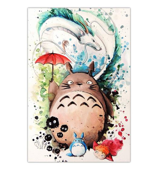 Imagem de Quadro A4 em MDF Totoro Aquarela Studio Ghibli 001 - Placa