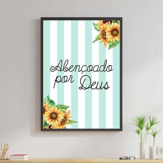 Imagem de Quadro Abençoado Por Deus - Girassol 33X24Cm - Com Vidro