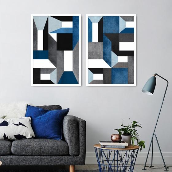 Imagem de Quadro Abstração em Azul 142x100 2-100x70 Caixa Branco