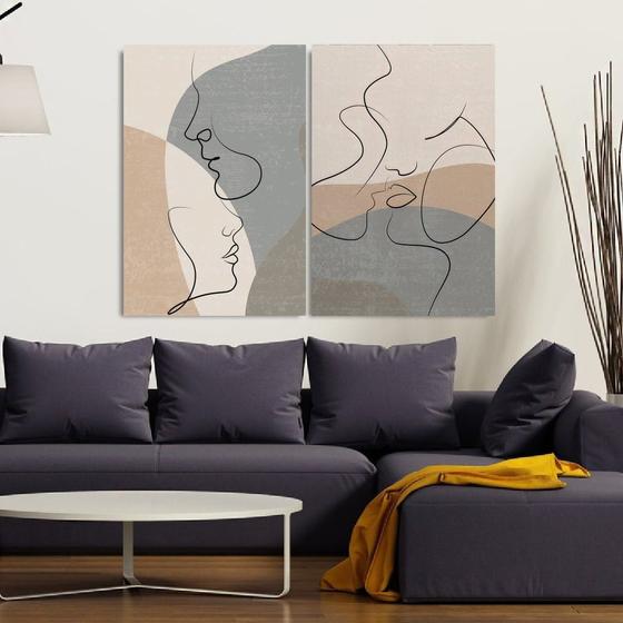 Imagem de Quadro Abstrato Amor Entre Linhas Casal