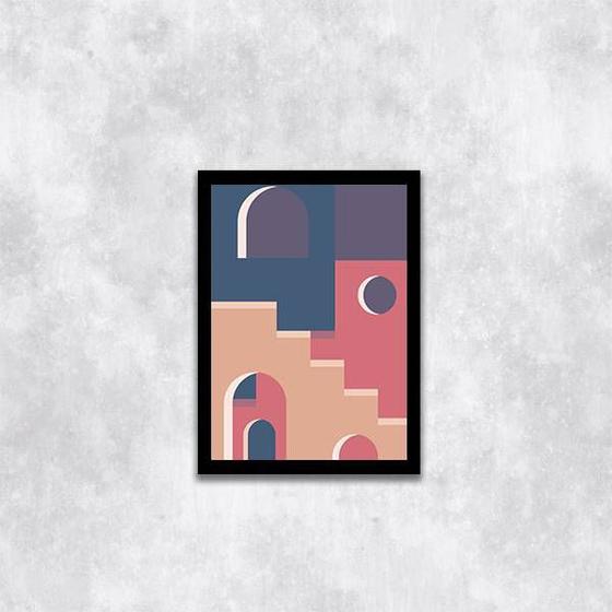 Imagem de Quadro Abstrato Cidade Rosa e Azul III 24x18cm