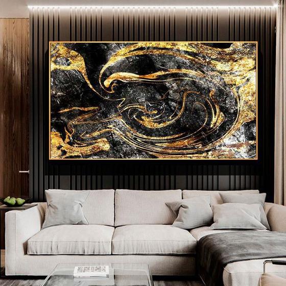 Imagem de Quadro Abstrato Luxo Master Preto e Dourado - Tela Única