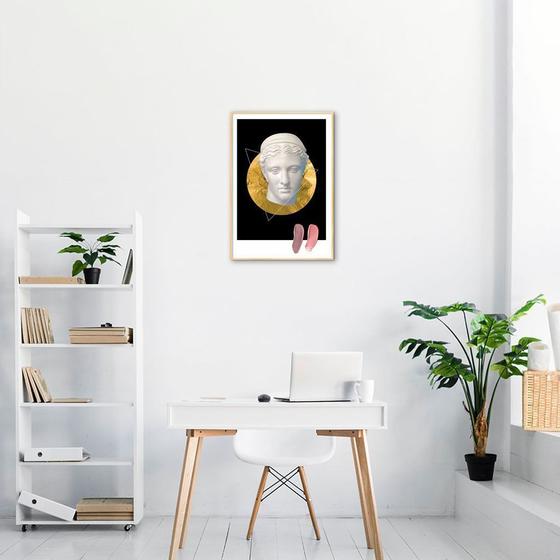 Imagem de Quadro Abstrato Marble Head F 43x30 Filete Marfim Moldura Filete, Marfim