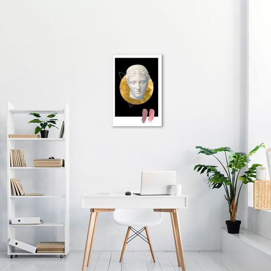 Imagem de Quadro Abstrato Marble Head F 60x43 Filete Branco Moldura Filete, Branca