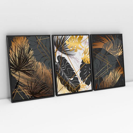 Quadro Abstrato Moderno Folhas Detalhes Douradas Marmorizado Com Moldura Para Escritório - Bimper Menor preço em Quadro Abstrato Moderno Folhas Detalhes Douradas Marmorizado Com Moldura Para Escritório - Bimper