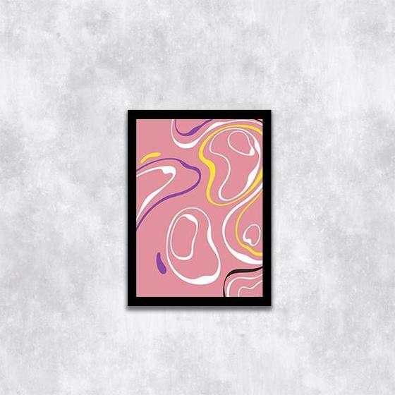 Imagem de Quadro Abstrato Rosa Ondas 45x34cm - com vidro