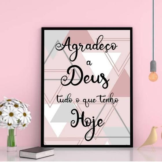 Imagem de Quadro Agradeço A Deus Tudo O Que Tenho 33X24 Moldura Preta